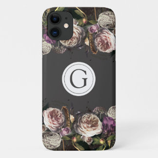 Dark Elegance Floral Monogram iPhone iPhone 11 Case