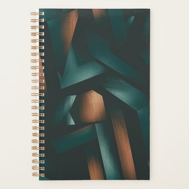 Dark Elegance Geometric Pattern  Planner (Front)