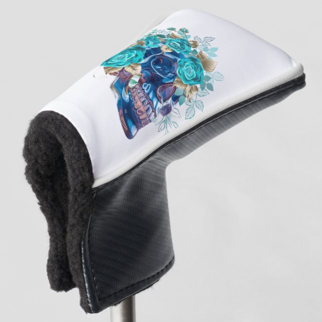 Dark Elegance Golf Head Cover – Blue Bloom Requiem (3/4 Front)