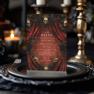 Dark Elegance Red Curtain Halloween Gathering Invitation