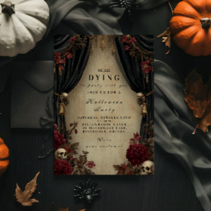 Dark Elegance Skull and Drape Halloween Invitation