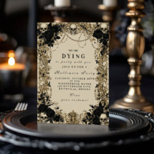 Dark Elegance Skull and Roses Halloween Celebratio Invitation
