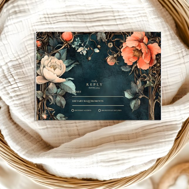 Dark Elegance Wedding Theme RSVP Card (Creator Uploaded)