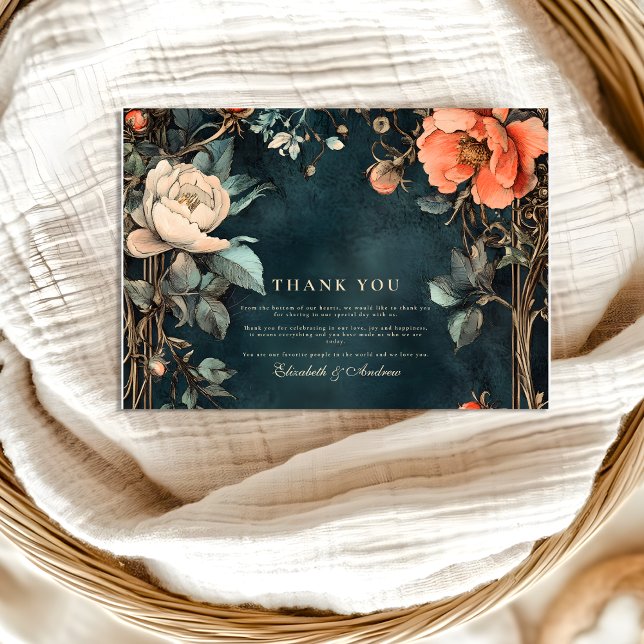 Dark Elegance Wedding Theme Thank You Card (Creator Uploaded)