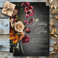Dark Elegant Blur Autumn Floral Birthday