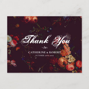 Dark Elegant Burgundy Moody Floral   Postcard