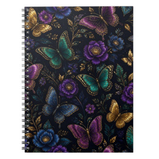 Dark Elegant Butterfly Pattern Notebook