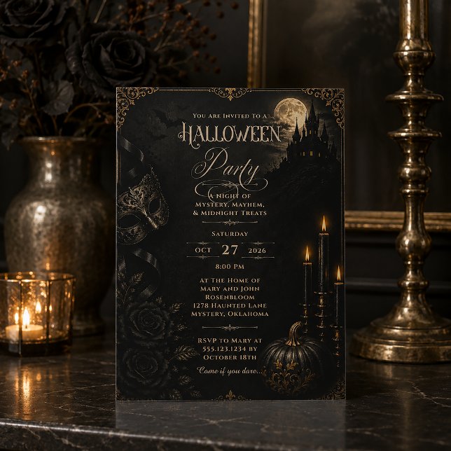 Dark Elegant Gothic Halloween Party Invitation | (Creator Uploaded)