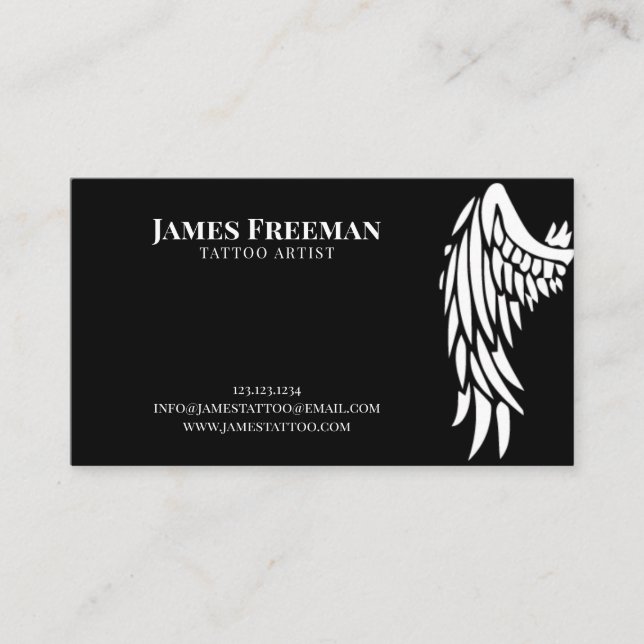 Dark Elegant Gothic Tribal Tattoo Artist Tattooer Business Card (Front)