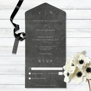 Dark Elegant Minimal Modern No Dinner All In One Invitation