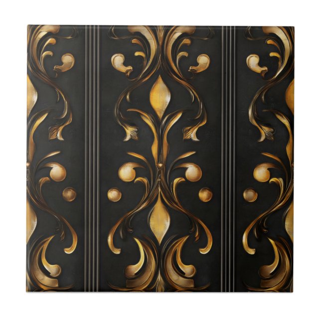 Dark Elegant Pattern Ceramic Tile (Front)