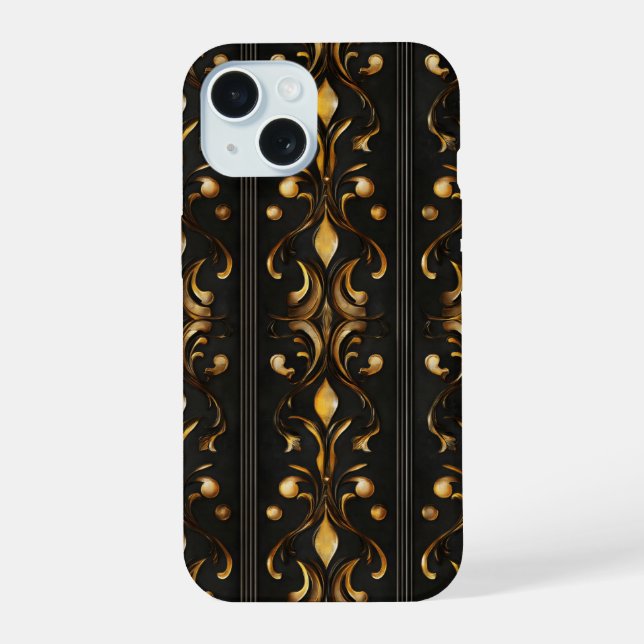 Dark Elegant Pattern iPhone 15 Case (Back)