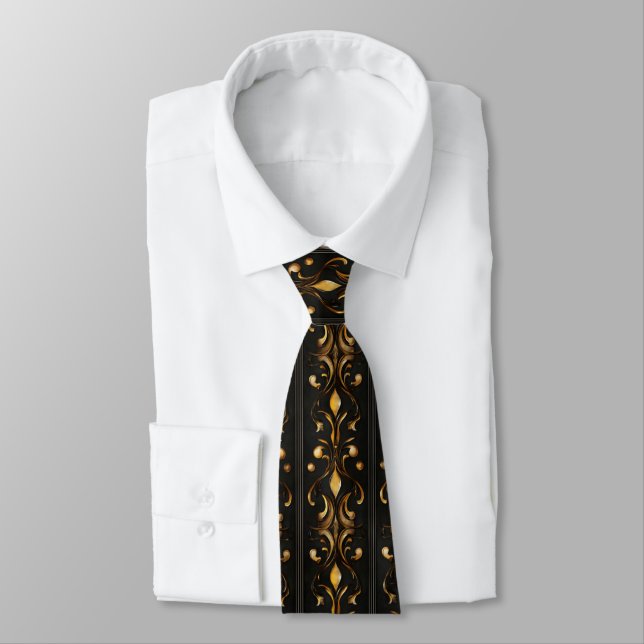 Dark Elegant Pattern Tie (Tied)