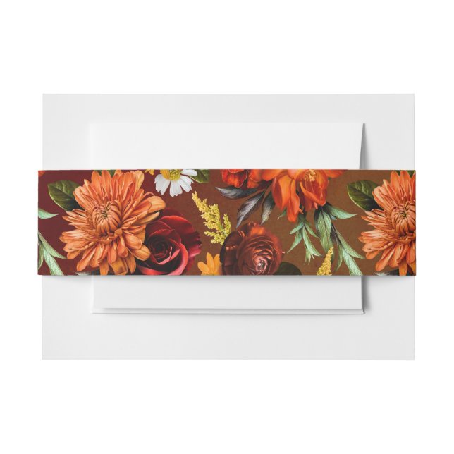 Dark Elegant Summer Sunset Floral Blur Wedding Invitation Belly Band (Front Example)