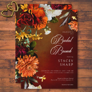 Dark Elegant Summer Sunset Floral Bridal Brunch Invitation