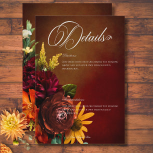 Dark Elegant Summer Sunset Floral Details Enclosure Card