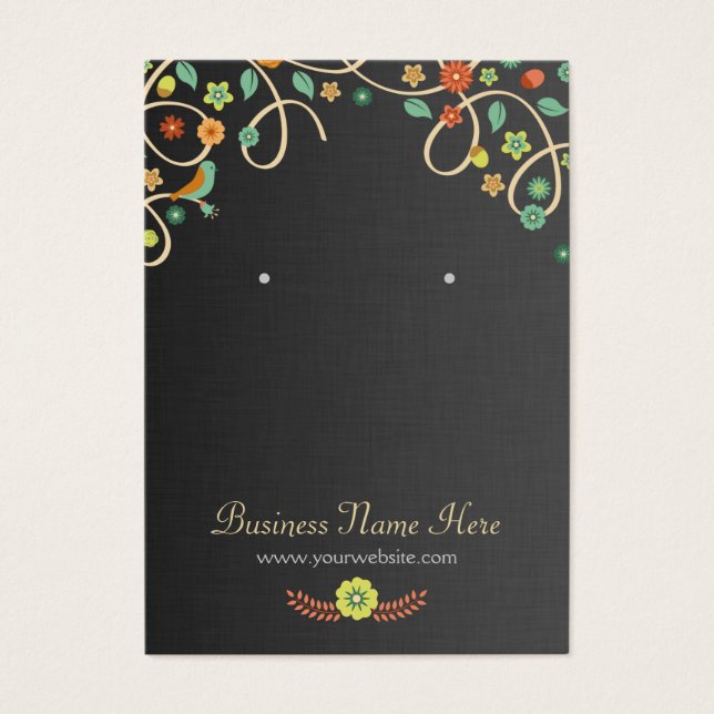 Dark Elegant Swirl Floral Earring Cards (Front)