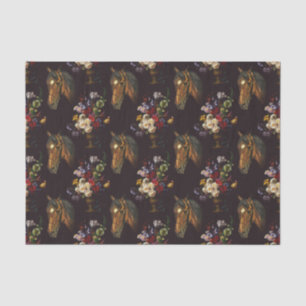 Dark Elegant Vintage Horse Floral Tissue Paper