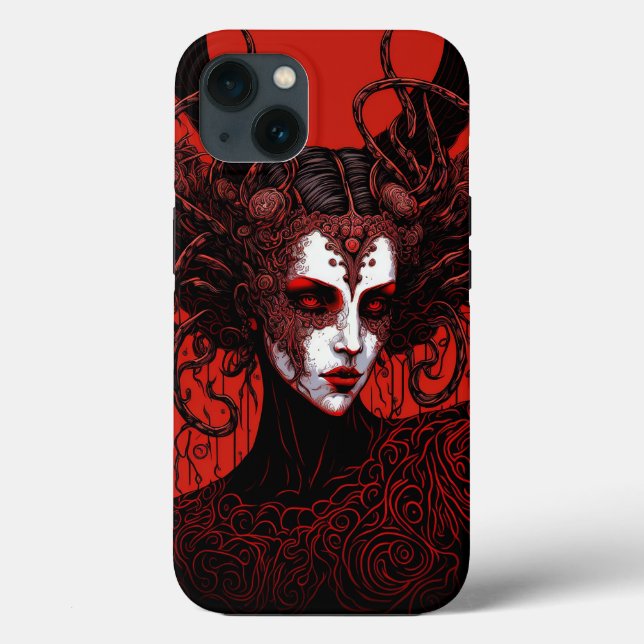 Dark Elf Demon Red Black Fantasy Art Case-Mate iPhone Case (Back)