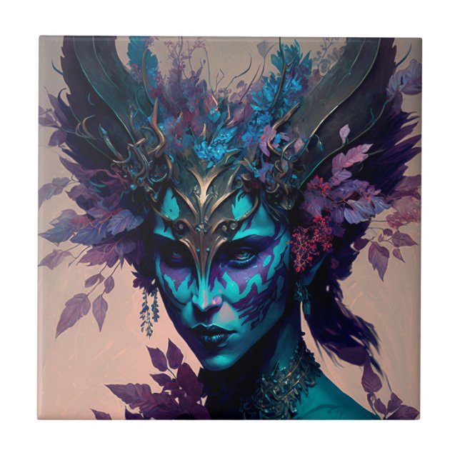 Dark Elf Fantasy Art Ceramic Tile (Front)