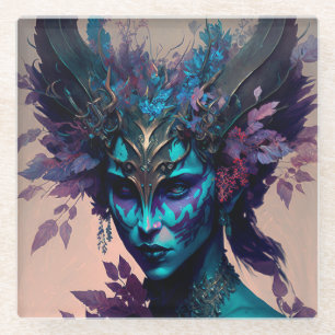 Dark Elf Fantasy Art Glass Coaster