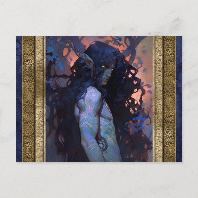 Dark Elf Man Fantasy Art Postcard (Front)