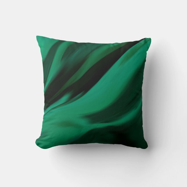 Dark Emerald Green Abstract Cushion (Front)