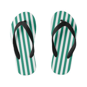 Dark Emerald Green Colour Vertical Stripes Summer  Kid's Thongs
