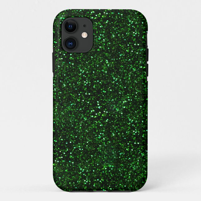 Dark Emerald Green Glitter Case-Mate iPhone Case (Back)