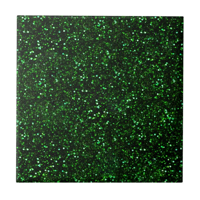 Dark Emerald Green Glitter Ceramic Tile (Front)