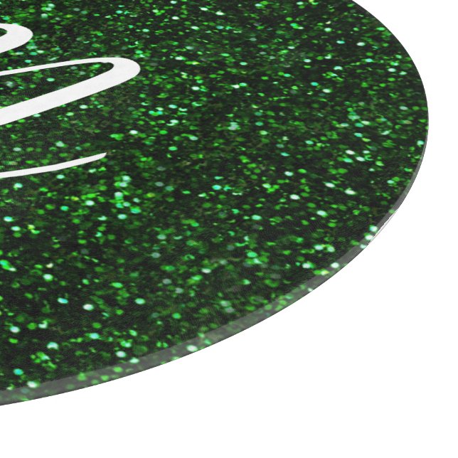 Dark Emerald Green Glitter Cutting Board (Corner)