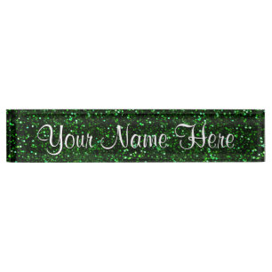 Dark Emerald Green Glitter Nameplate