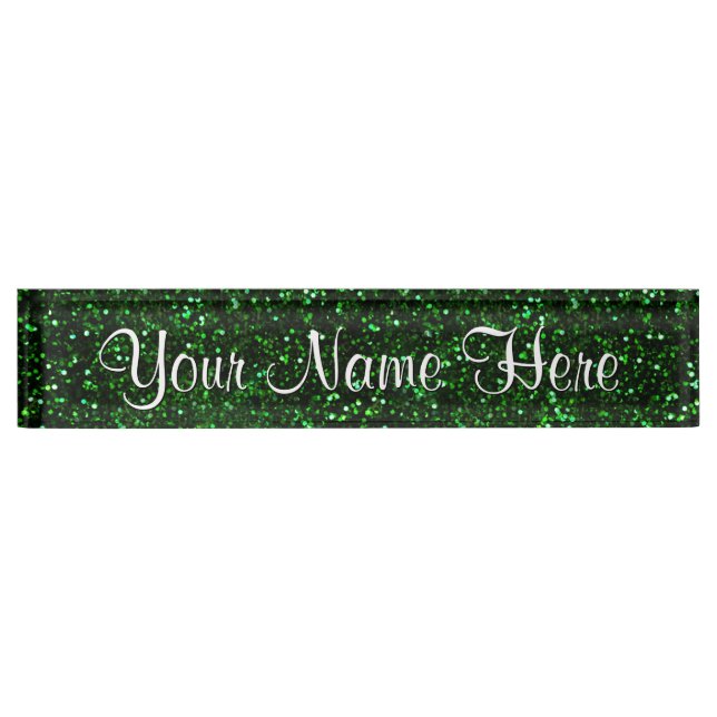 Dark Emerald Green Glitter Nameplate (Front)