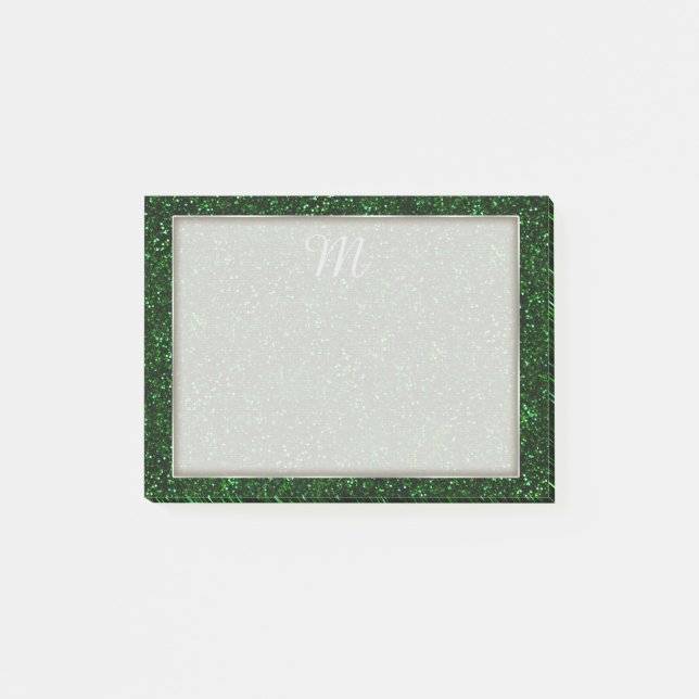 Dark Emerald Green Glitter Post-it Notes (Front)