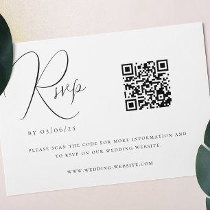Dark Emerald Green Minimalist Wedding QR Code RSVP Card