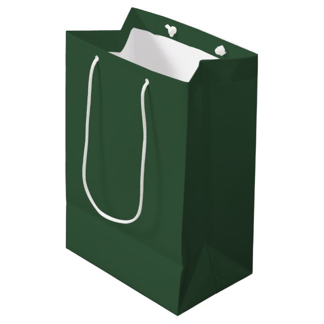 Dark Emerald Green Solid Colour Medium Gift Bag (Front Angled)