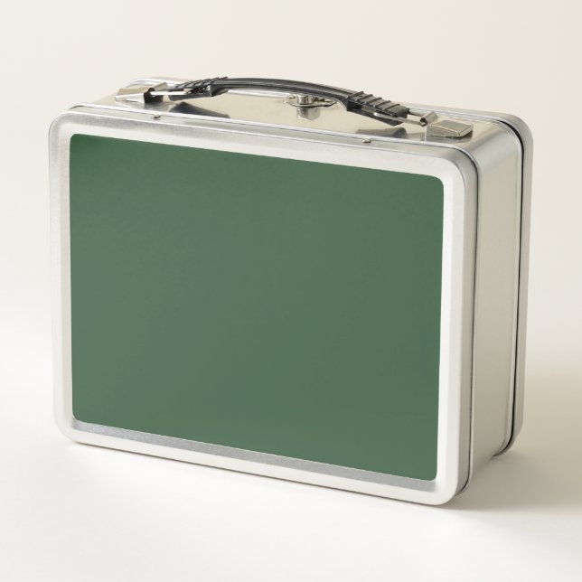 Dark Emerald Green Solid Colour Metal Lunch Box (Back)