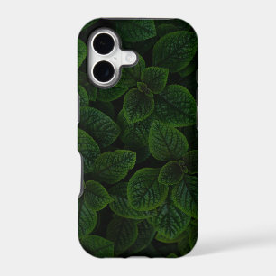Dark Emerald Green Textured Leaves Pattern