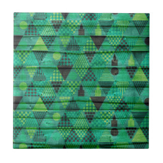Dark Emerald Green Triangle Pattern Tile