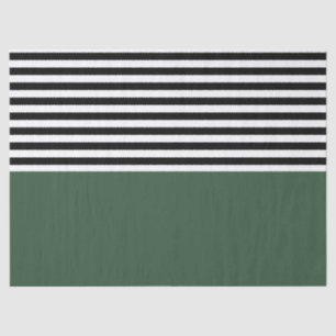 Dark Emerald Green With Black and White Stripes Tissue Paper