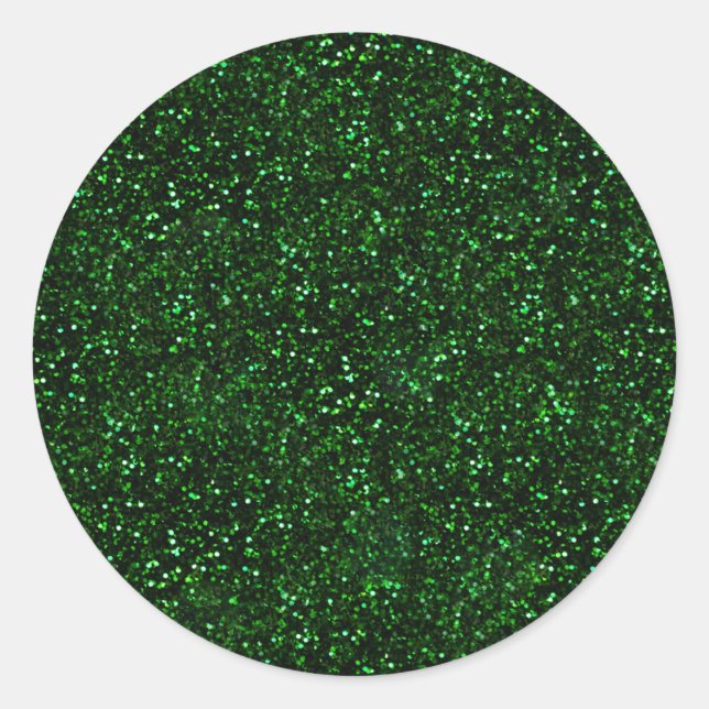 Dark Emerald Spring Green Glitter Classic Round Sticker (Front)