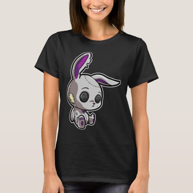 Dark Emo Goth Gothic Rabbit Bunny Doll T-Shirt (Front)