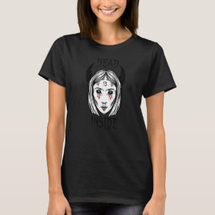 Dark Emo Gothic Girl With Baphomet Devil Horns Dea T-Shirt