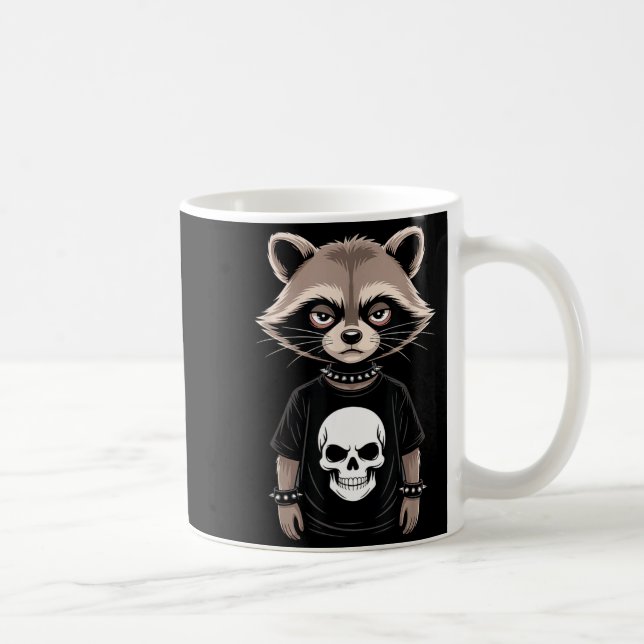 Dark Emo Raccoon With Skull Punk Style Alternative Coffee Mug (Right)