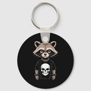 Dark Emo Raccoon With Skull Punk Style Alternative Key Ring
