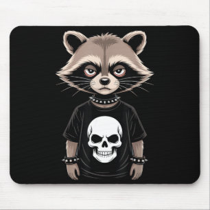 Dark Emo Raccoon With Skull Punk Style Alternative Mouse Pad
