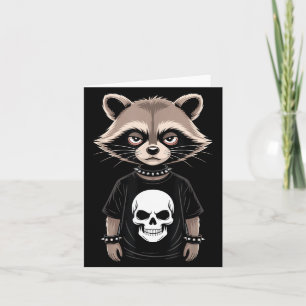 Dark Emo Racoon With Skull Punk Style Alternative Card