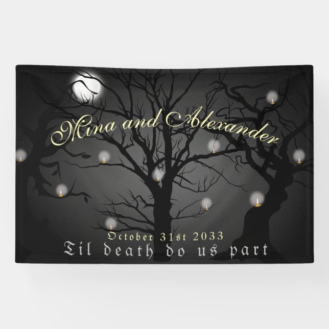  Dark Enchanted Forest Goth Halloween Weddiing Banner (Horizontal)