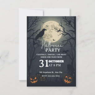 Dark Enchanted Halloween Party Invitation-Editable Invitation