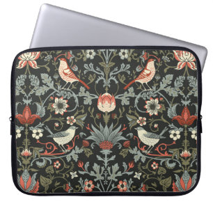 Dark Enchanted Vintage Flowers and Birds seamless  Laptop Sleeve